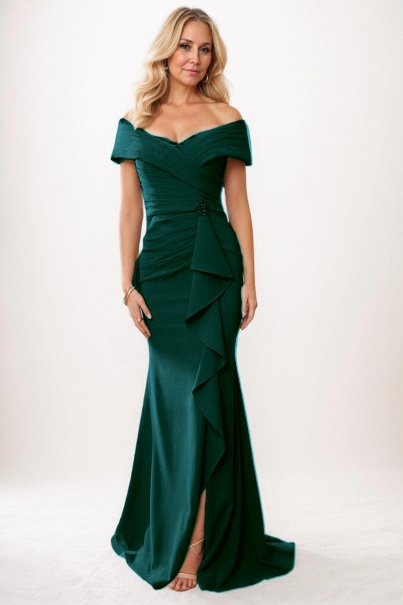Trumpet-Mermaid Maxi Chiffon Mother Dress CM0245 - Hunter Green - COCOMELODY